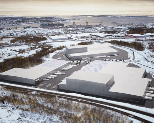 Winter view over the area.