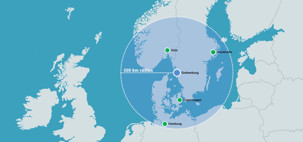 Map over Scandinavia.