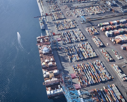 View over harbour area.