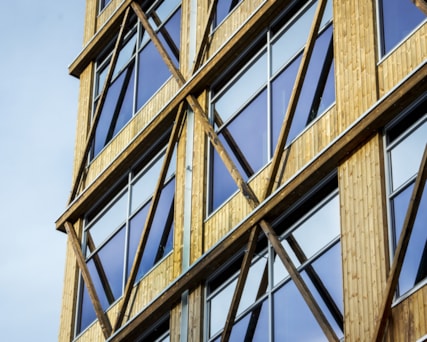 Closeup of a wooden facade.
