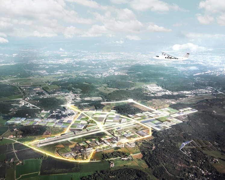 View over the area.
